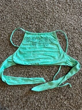 Aerie Embroidered Mint Green Bikini Top